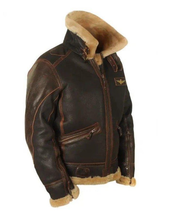 Herren Fliegerjacke – Klassischer Aviator-Stil mit Lammfellkragen | Eleganter Winterkomfort