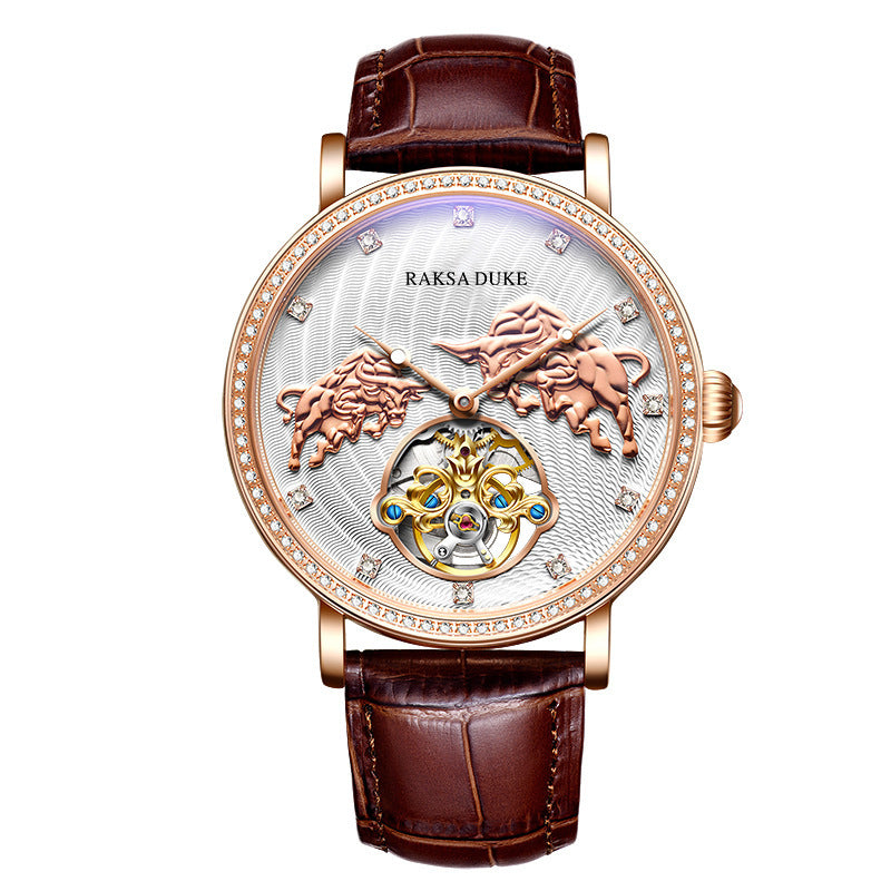 Hanetes Select Duke of Rosa – Automatik-Herrenuhr mit offenem Uhrwerk & Echtlederarmband