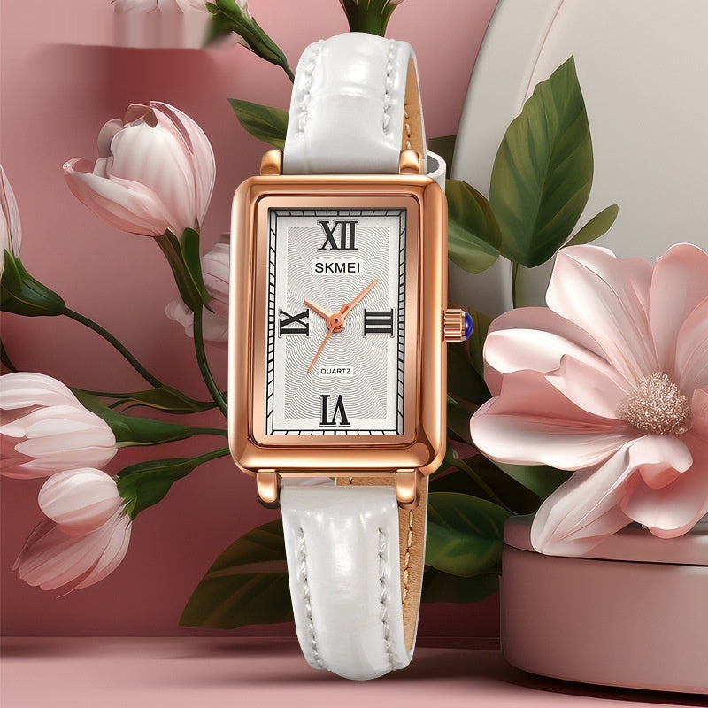 Hanetes Select Rose Élégance – Damen-Armbanduhr mit Lederarmband & Roségold-Details