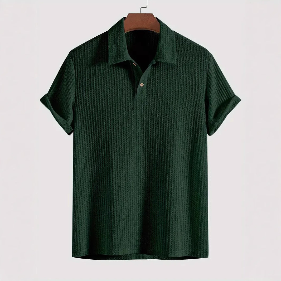 Herren-Strick-Poloshirt mit Revers und Rautenmuster in Zeder