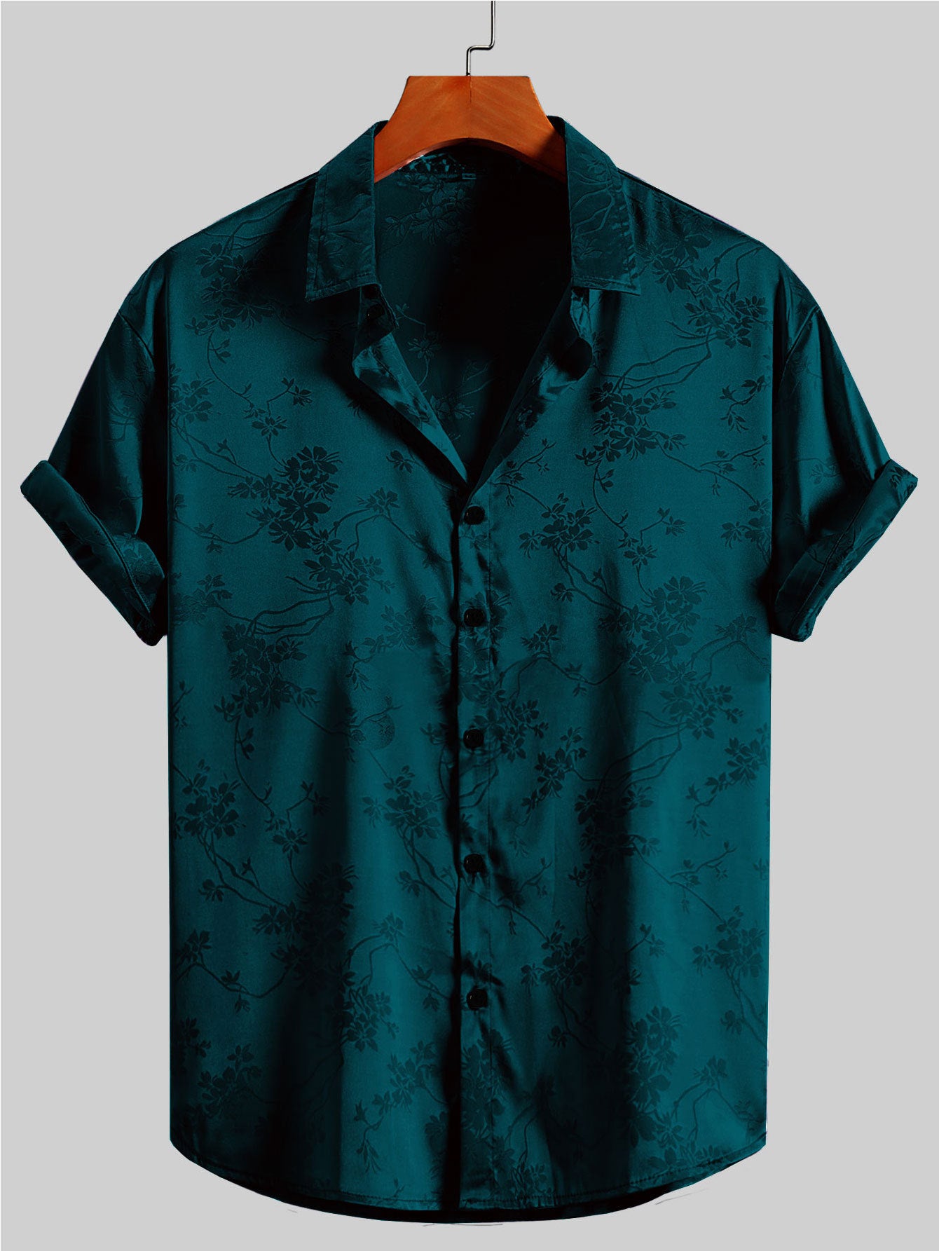 Herren Satin-Hemd ? Schwarz mit Dezentem Blumenmuster | Elegant, Modern & Stilbewusst