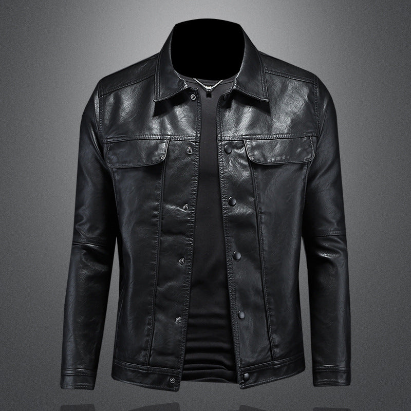 Herren Lederjacke – Klassischer Biker-Look mit urbanem Stil | Elegante PU-Lederjacke für Frühling & Herbst