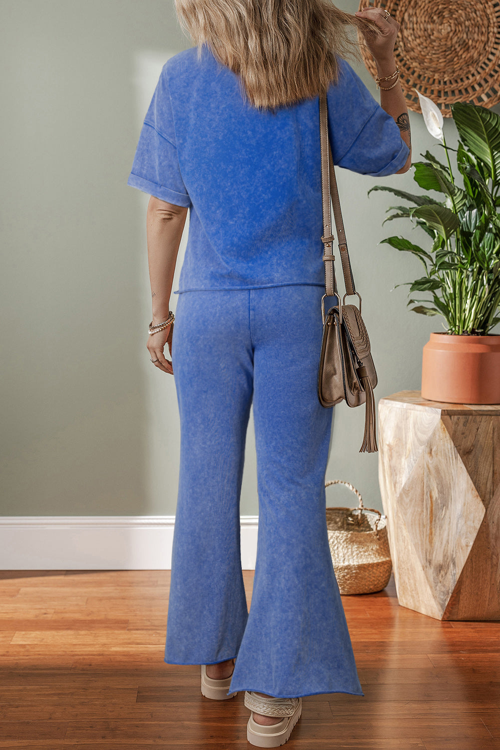 Ashleigh Blue Mineral Wash Star Patched Loose Pants Set