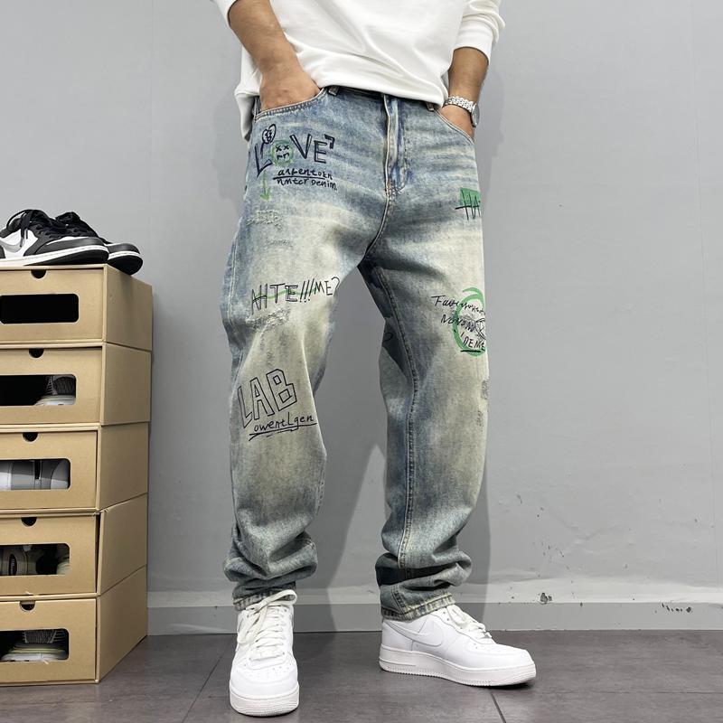 Herren Vintage Street Jeans – Retro-Denim mit Printdetails | Lässig, Modern & Charakterstark
