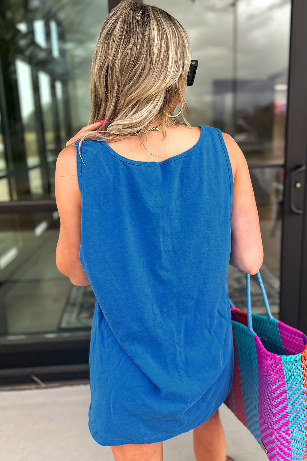 Blue Sun Graphic Summer Tank Top