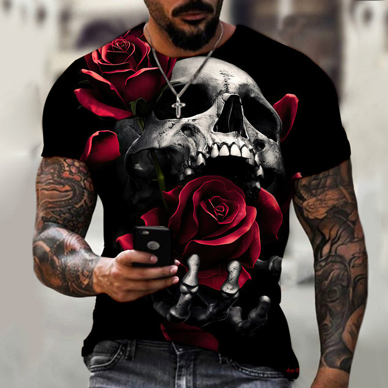 Sommer Horror Totenkopf Kurzarmshirt
