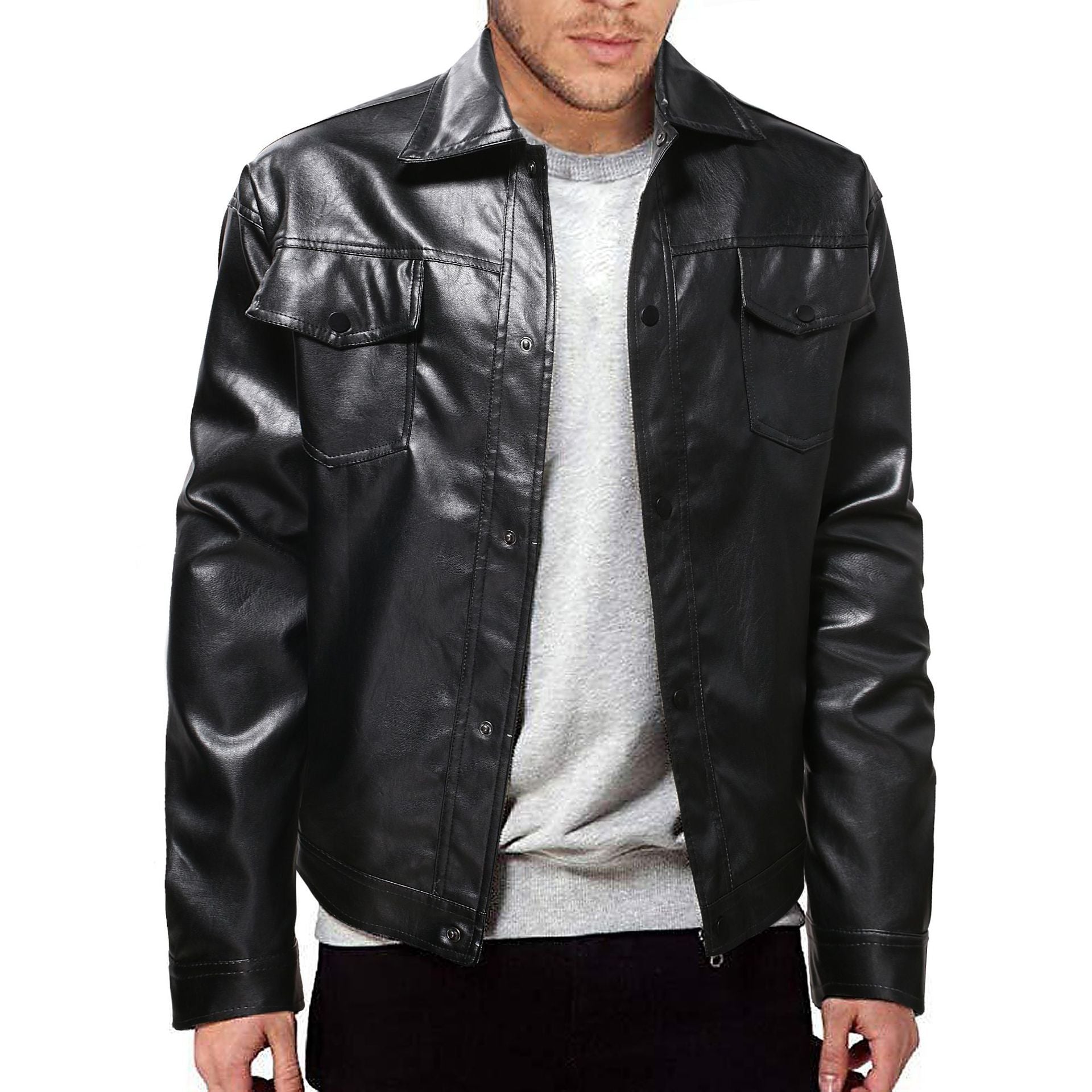Herren PU-Lederjacke – Urban, Maskulin & Zeitlos | Streetstyle im modernen Revers-Design
