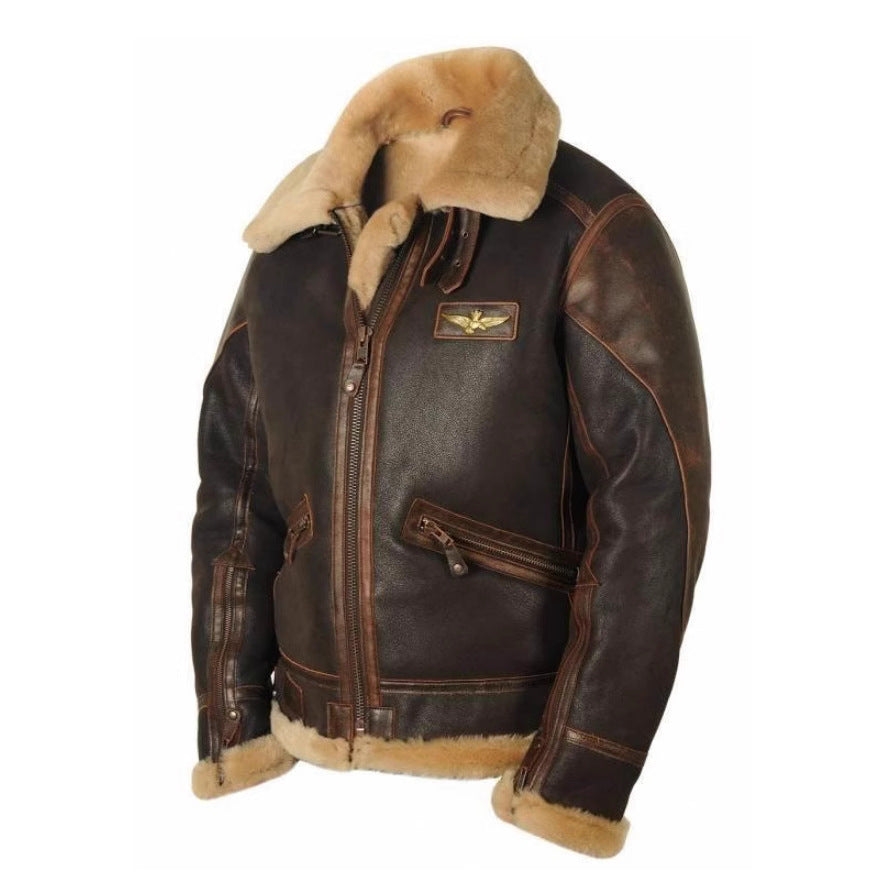 Herren Fliegerjacke – Klassischer Aviator-Stil mit Lammfellkragen | Eleganter Winterkomfort
