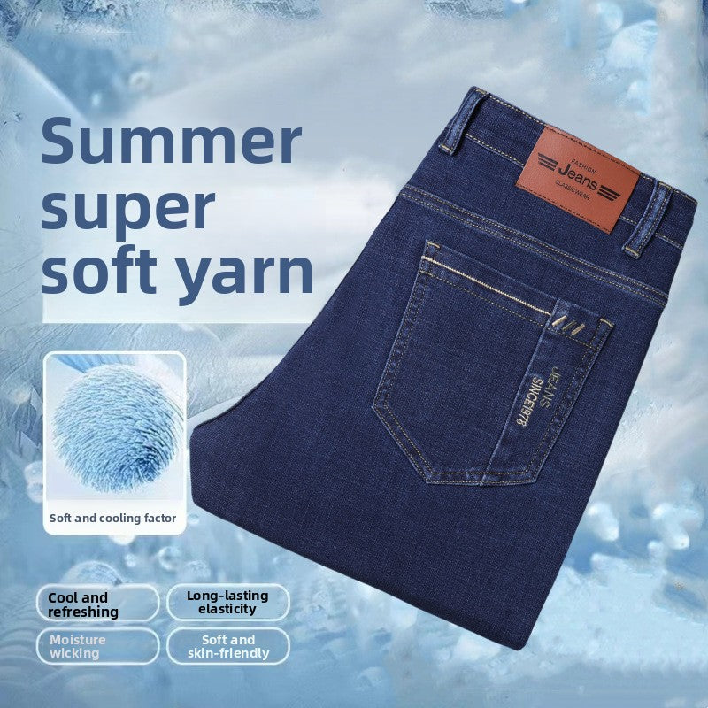Herren Ice-Silk Jeans – Leichte Sommerjeans mit geradem Schnitt | Atmungsaktiv, Elegant & Bequem