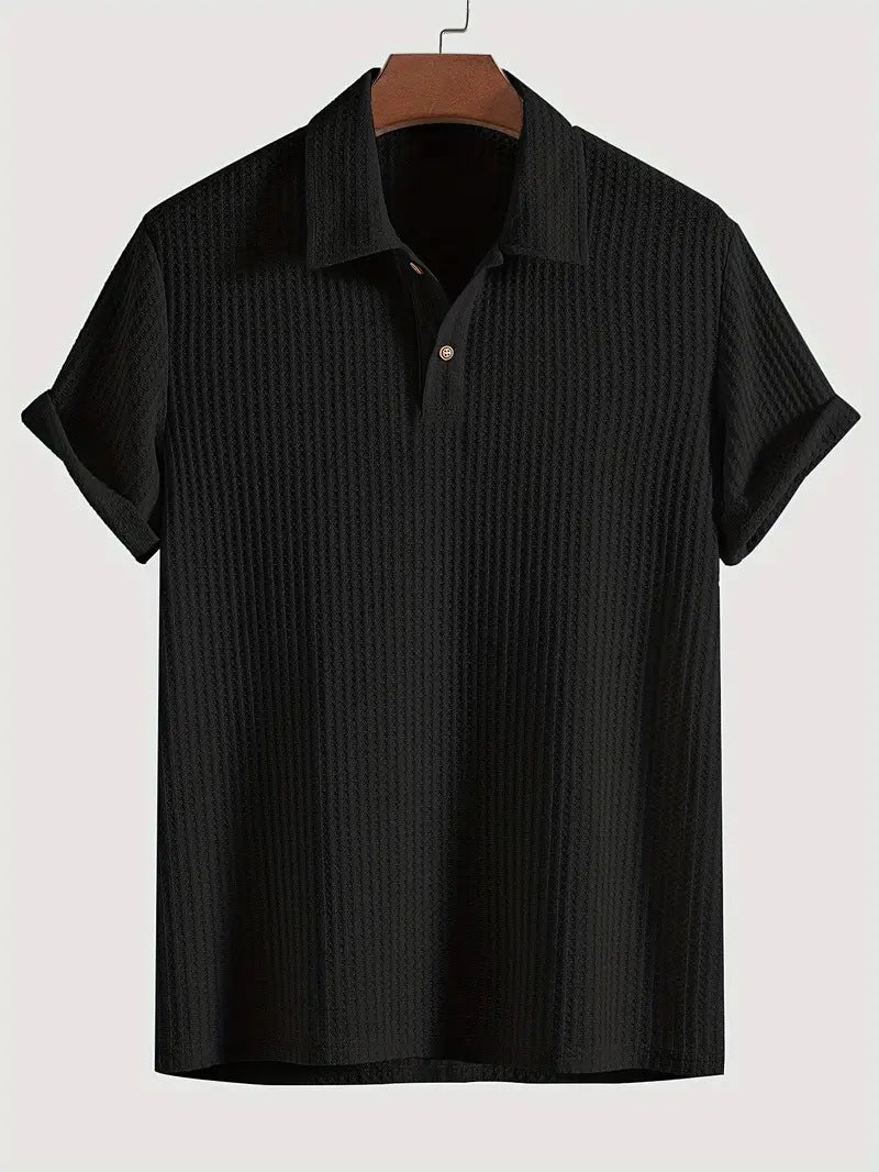 Herren-Strick-Poloshirt mit Revers und Rautenmuster in Zeder