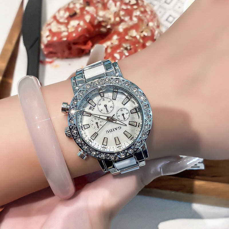 Hanetes Select Crystal Grace – Damen-Armbanduhr mit Edelstahlband & funkelndem Zifferblatt