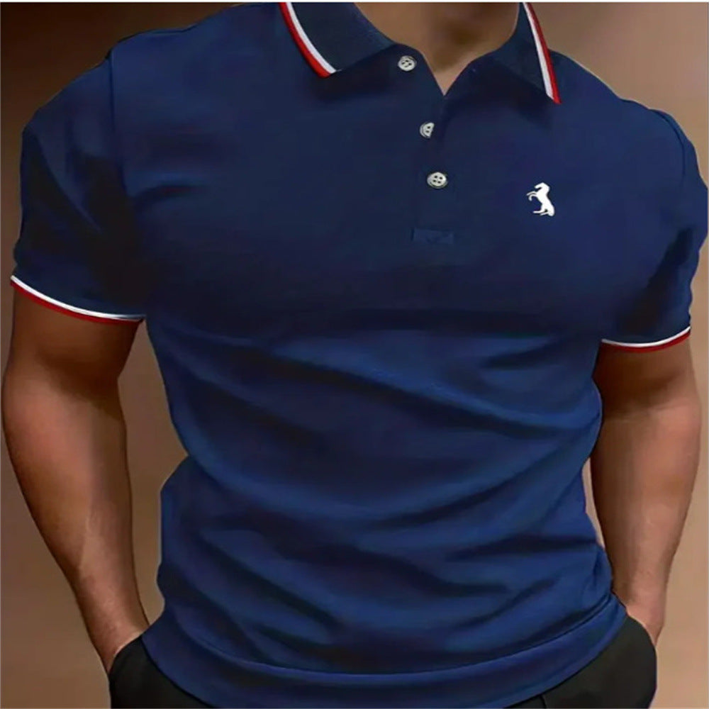 Herren Polo-Shirt ? Schwarz mit Rot-Weißen Akzenten | Stilvoll & Sportlich Elegant