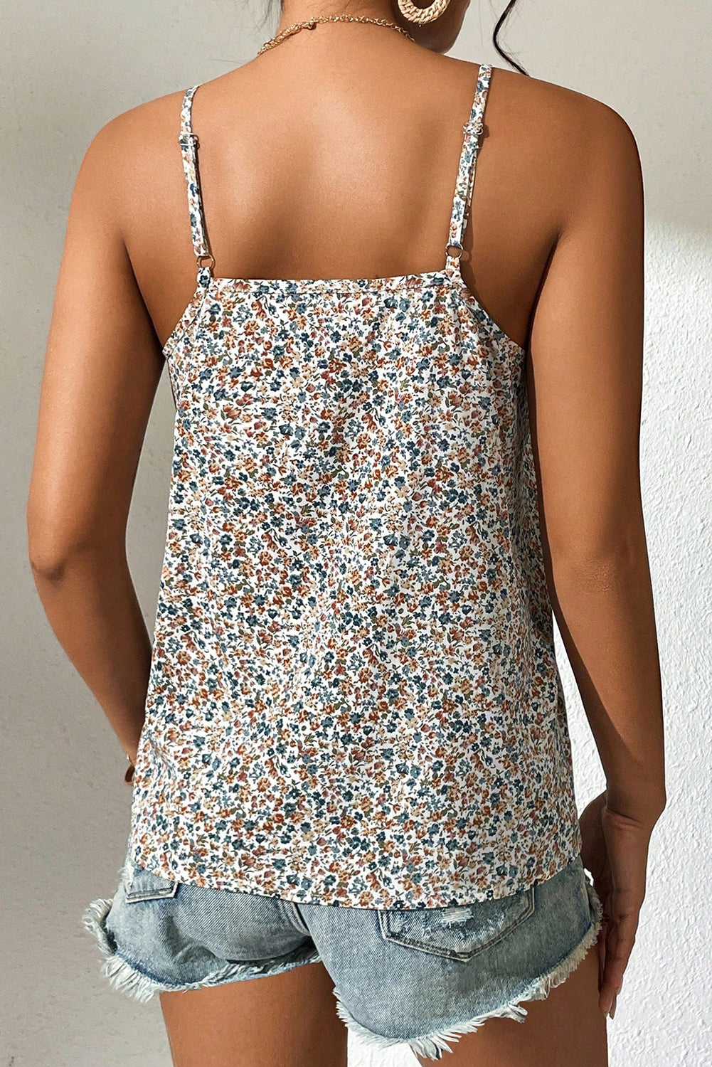 Multicolour Abstract Print Scallop Trim Camisole
