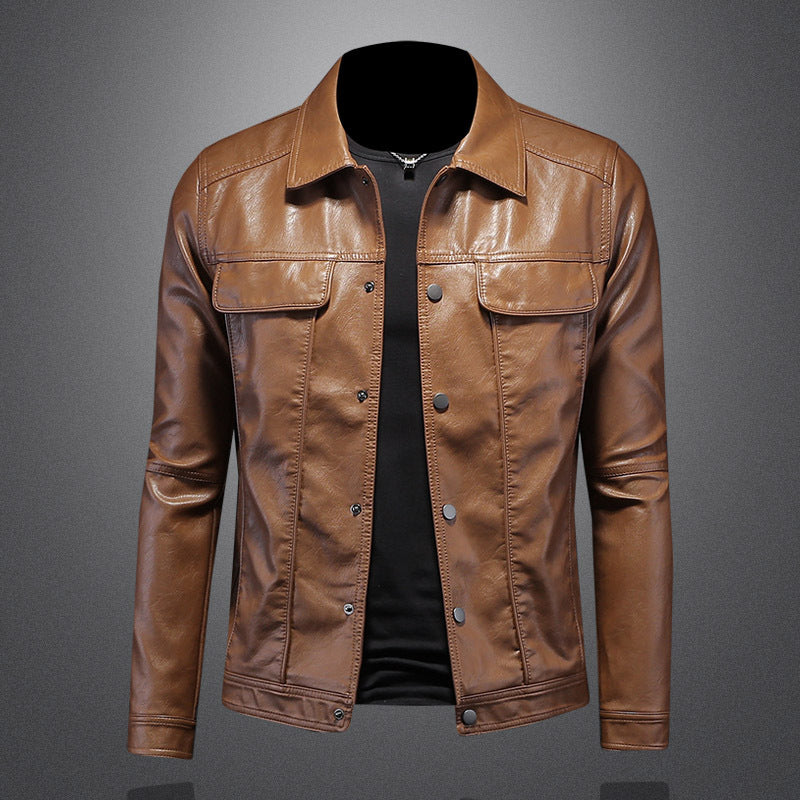 Herren Lederjacke – Klassischer Biker-Look mit urbanem Stil | Elegante PU-Lederjacke für Frühling & Herbst