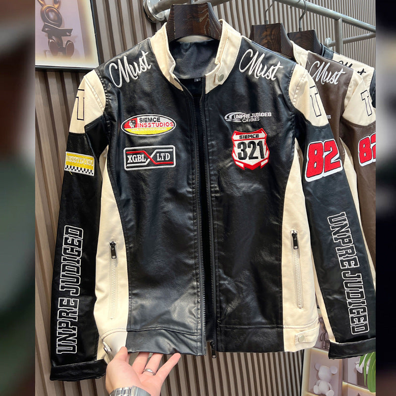 Herren Racing Jacket – Urban Streetstyle im Retro-Rennsport-Look | Trendige PU-Lederjacke