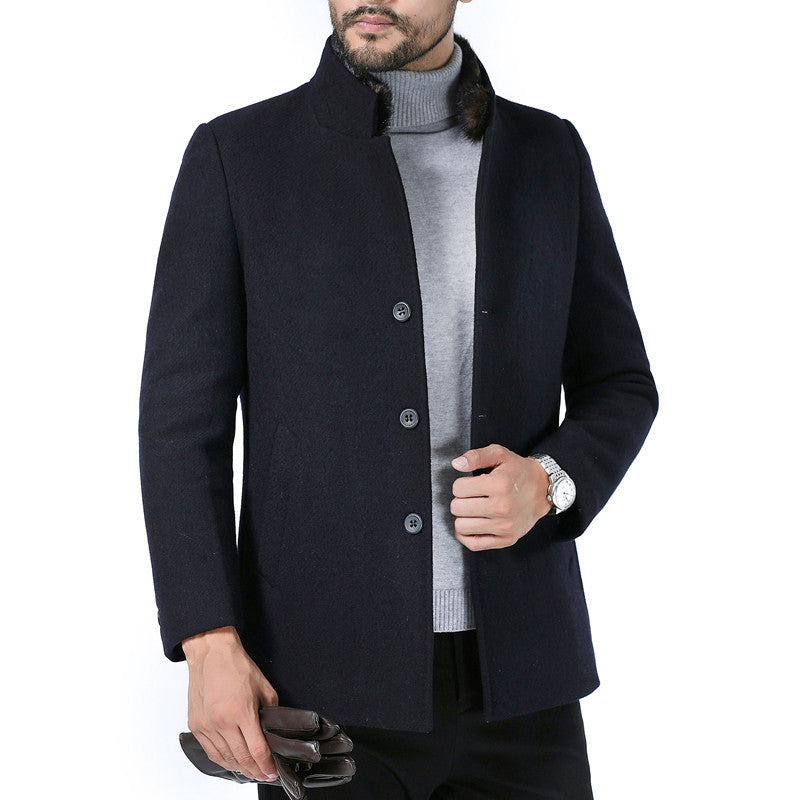 Herren Wintermantel – Zeitlose Eleganz mit Stehkragen & Wollanteil