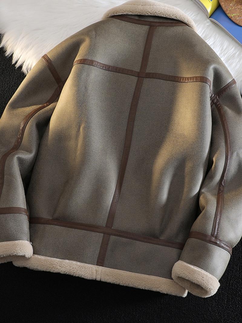 Herren Wildlederjacke mit Lammwollfutter – Luxus, Wärme & Stil im Retro-Design