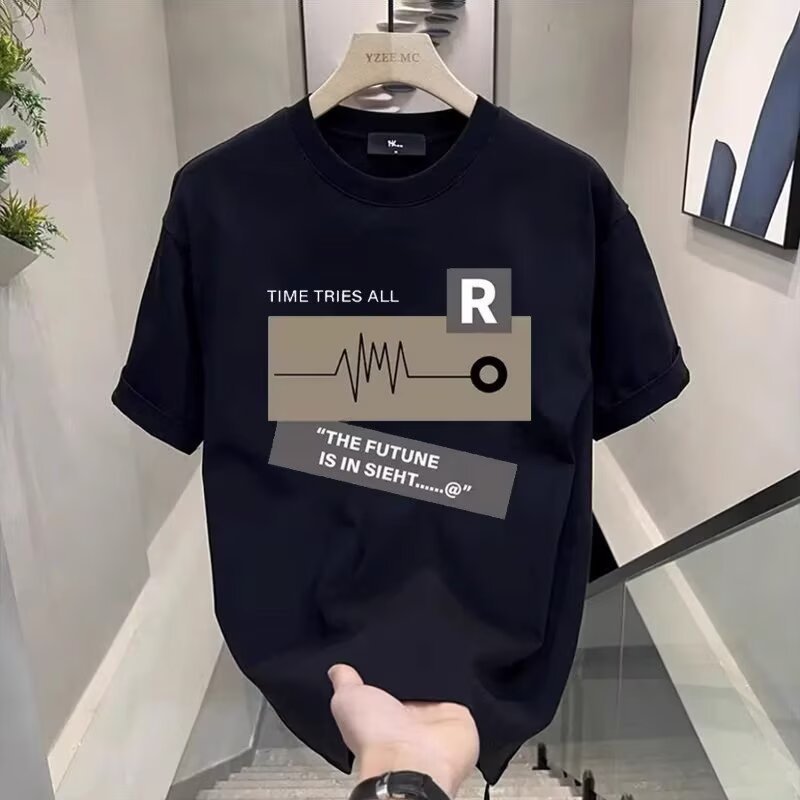 Retro-Baumwoll-T-Shirt mit lockerer Passform und kurzen Ärmeln