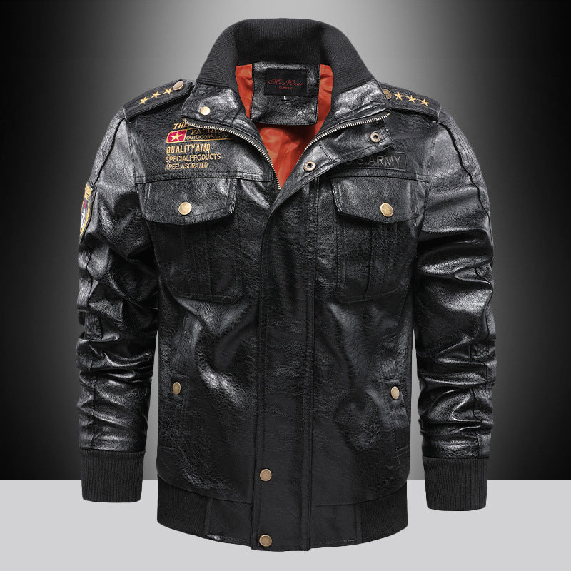 Herren PU-Lederjacke – Military Style mit markantem Design | Elegant, Robust & Modern