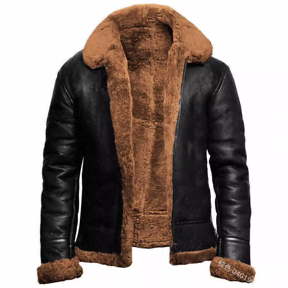 Herren Lammfelljacke – Luxus, Wärme & Stil vereint | Kunstpelz-Innenfutter & Lederoptik