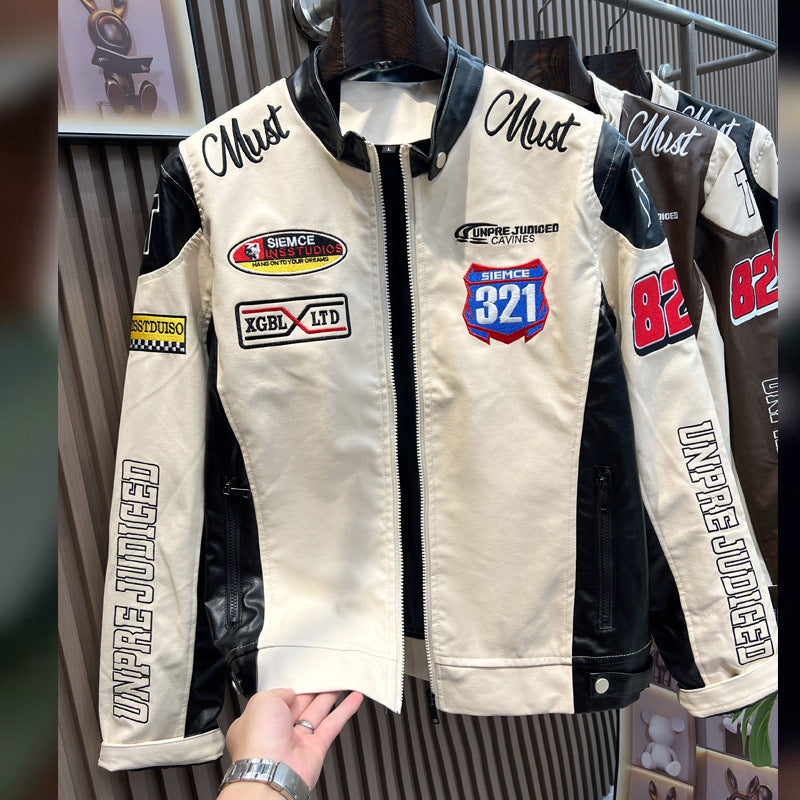 Herren Racing Jacket – Urban Streetstyle im Retro-Rennsport-Look | Trendige PU-Lederjacke