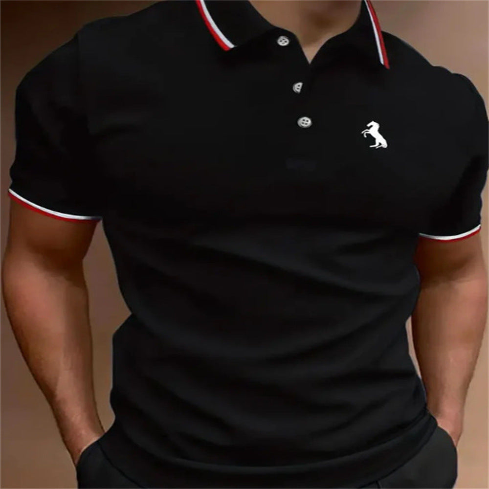 Herren Polo-Shirt ? Schwarz mit Rot-Weißen Akzenten | Stilvoll & Sportlich Elegant