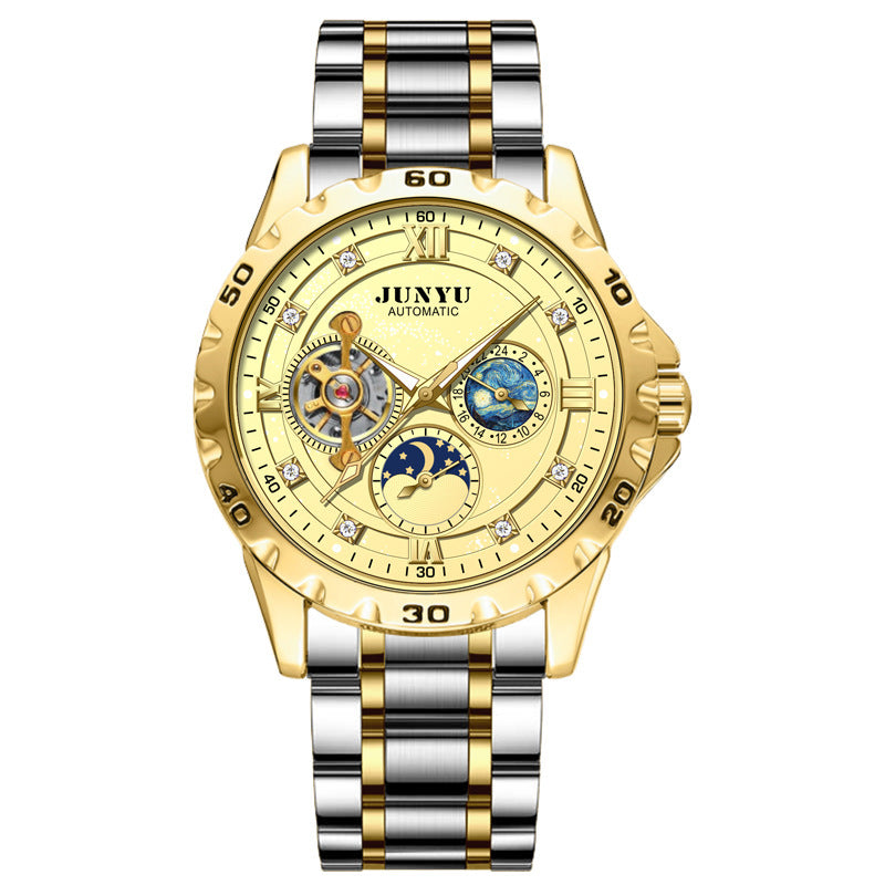 Hanetes Select AstralSteel – Herren Luxus-Automatic Uhr mit Sternenhimmel-Zifferblatt & Edelstahlarmband