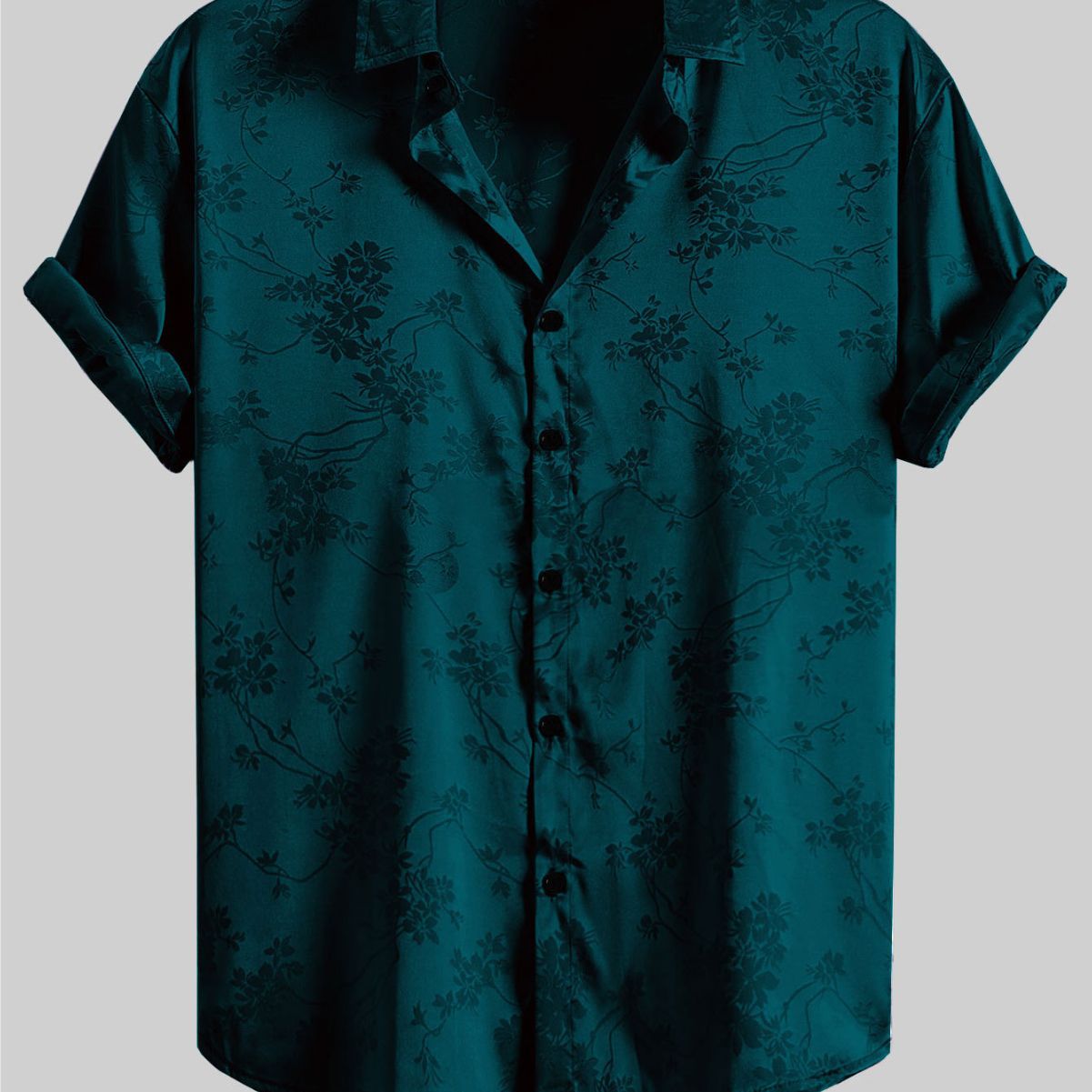 Herren Satin-Hemd ? Schwarz mit Dezentem Blumenmuster | Elegant, Modern & Stilbewusst