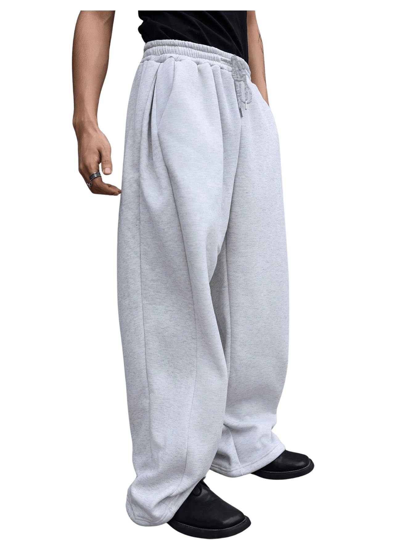 Herren Freizeithose – Grau, Locker & Komfortabel | Weite Trainingshose mit Kordelzug
