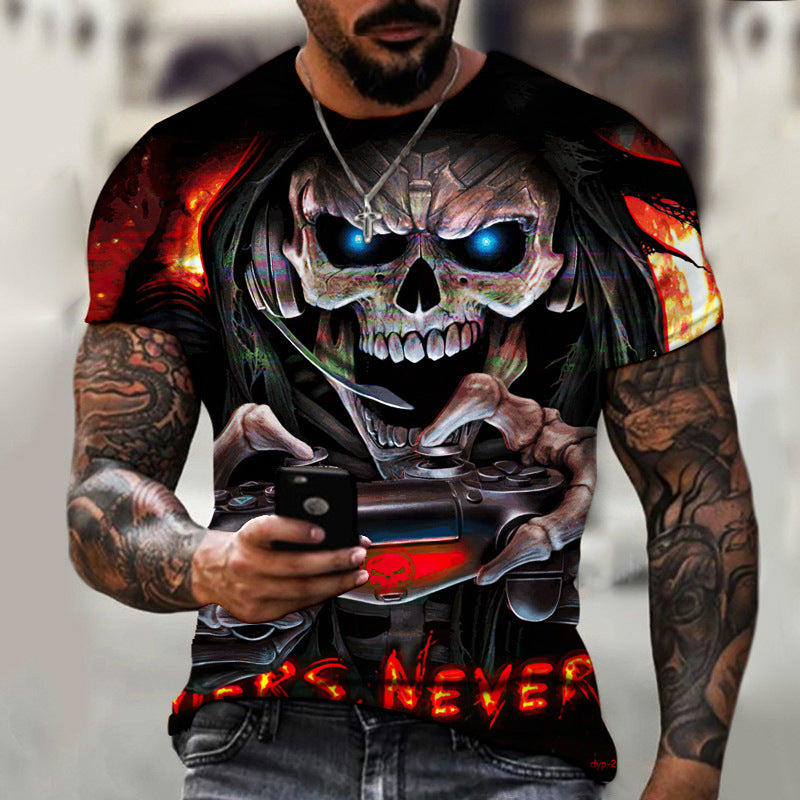 Sommer Horror Totenkopf Kurzarmshirt