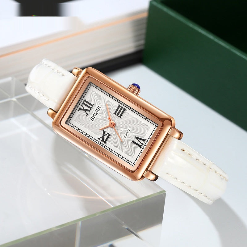 Hanetes Select Rose Élégance – Damen-Armbanduhr mit Lederarmband & Roségold-Details