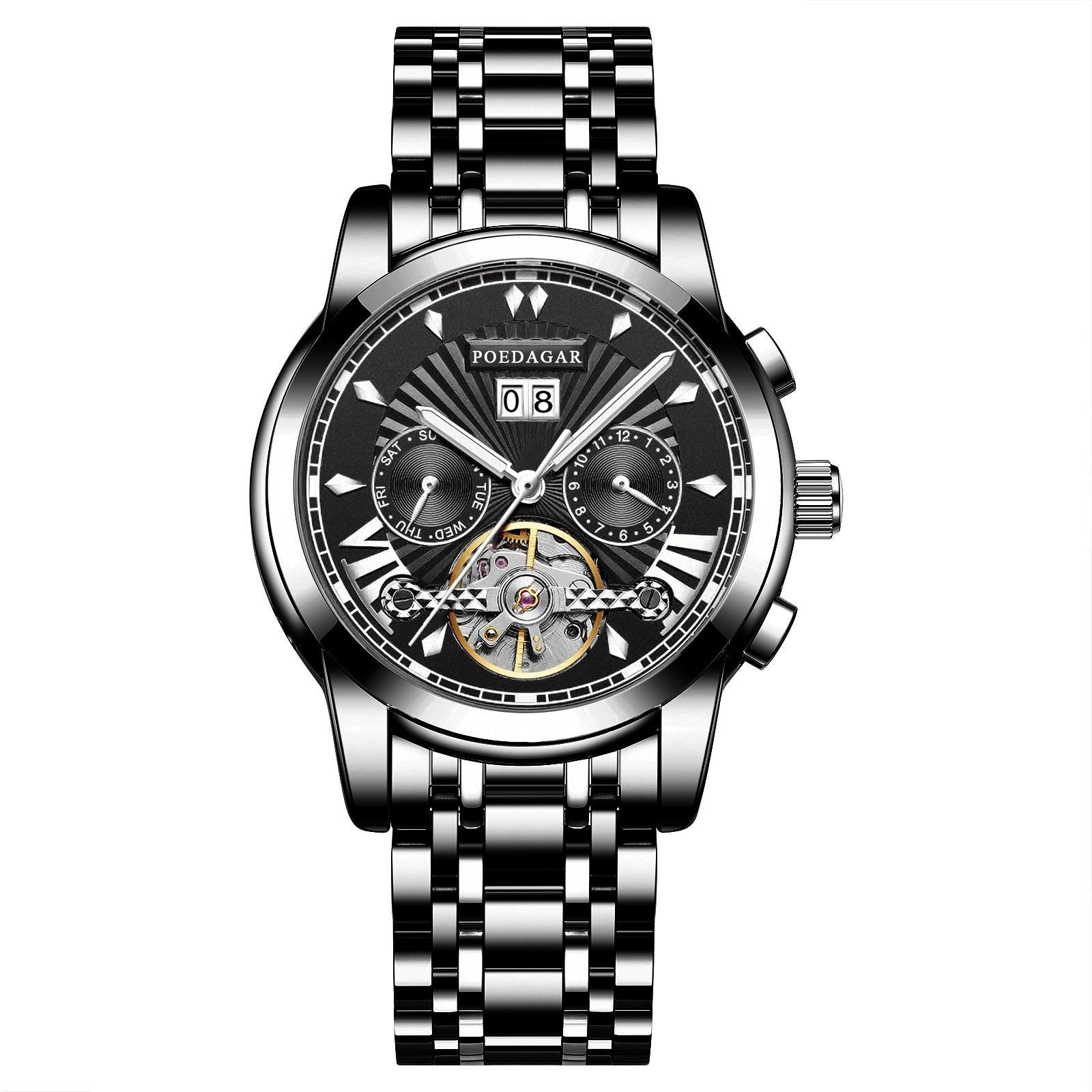 Hanetes Select RoyalMaster – Herren Luxus-Business-Uhr mit Edelstahlarmband & königsblauem Zifferblatt