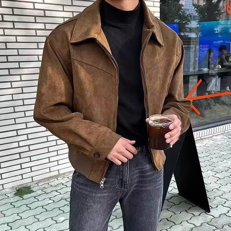 Herren Wildlederjacke – Retro-Luxus im modernen Stil | Zeitlose Eleganz für Alltag & Freizeit