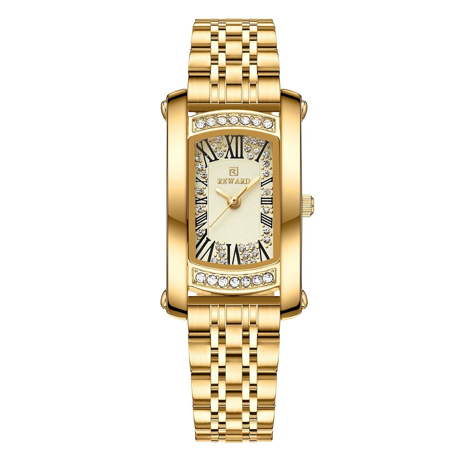 Hanetes Select Damen-Luxusuhr – Goldene Eleganz mit funkelndem Glanzmoment