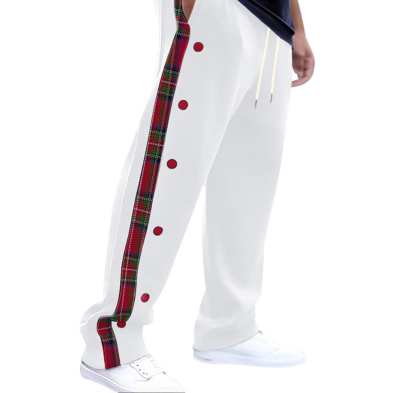Herren Freizeithose mit Karodetail – Stylisch, Bequem & Modern | Mit Druckknöpfen & Kordelzug