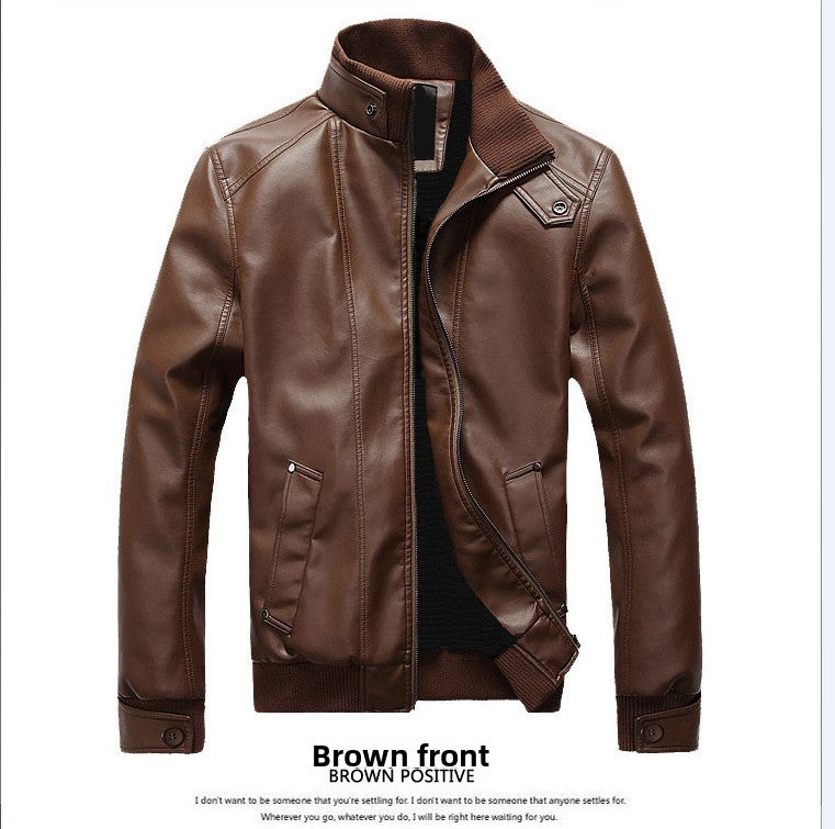 Herren Lederjacke – Zeitloser Biker-Stil mit Stehkragen | Elegante PU-Jacke für Herbst & Winter