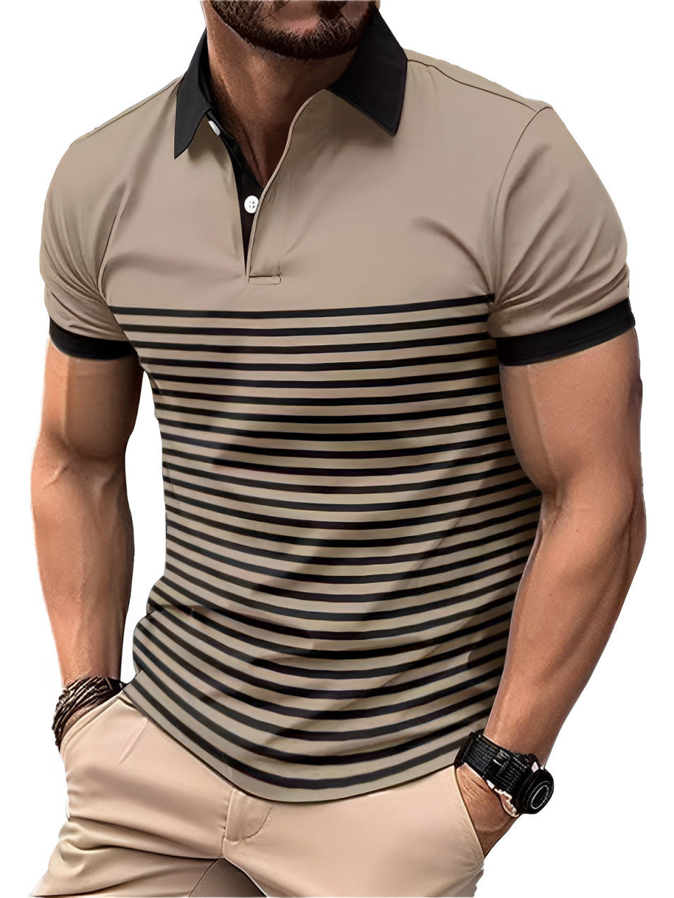 Herren Polo-Shirt ? Rot-Schwarz mit Reißverschluss & Streifen-Design | Sportlich, Elegant & Modern