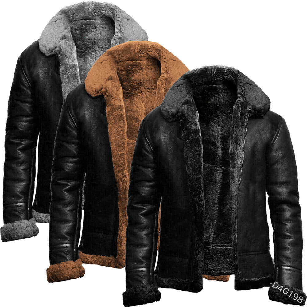 Herren Lammfelljacke – Luxus, Wärme & Stil vereint | Kunstpelz-Innenfutter & Lederoptik