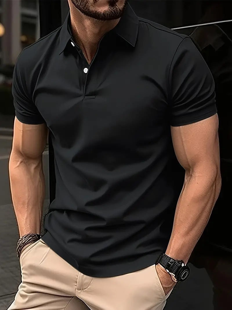 Herren Polo-Shirt ? Schwarz mit Rot-Weißen Akzenten | Stilvoll & Sportlich Elegant