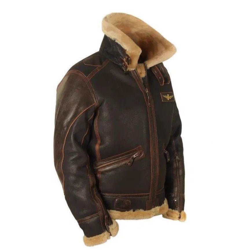 Herren Fliegerjacke – Klassischer Aviator-Stil mit Lammfellkragen | Eleganter Winterkomfort