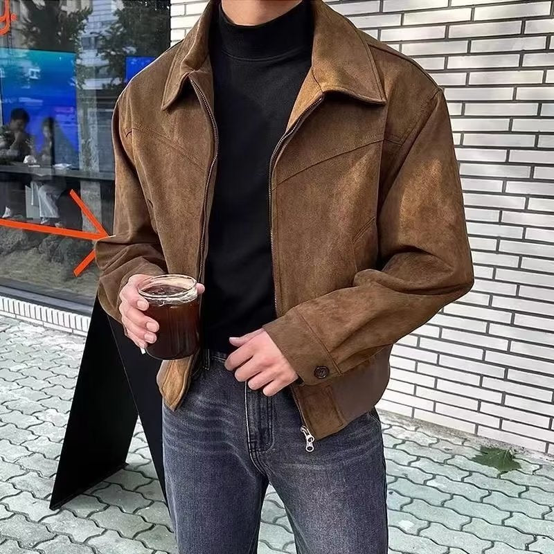 Herren Wildlederjacke – Retro-Luxus im modernen Stil | Zeitlose Eleganz für Alltag & Freizeit