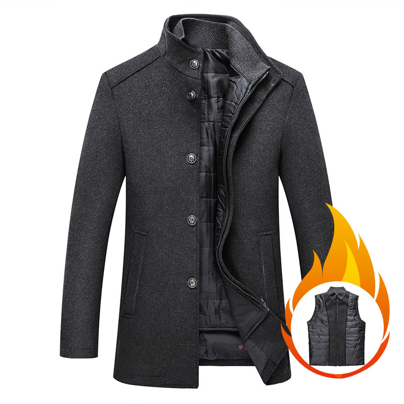Herren Wollmantel – Klassische Eleganz mit Stehkragen & moderner Passform