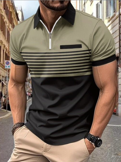 Herren Polo-Shirt ? Rot-Schwarz mit Reißverschluss & Streifen-Design | Sportlich, Elegant & Modern