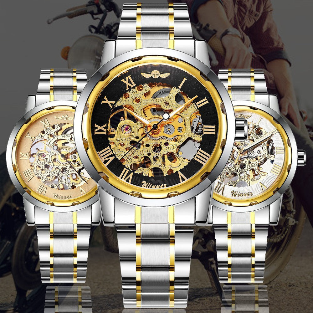 Hanetes Select Royal Skeleton – Herren Automatik-Armbanduhr mit Edelstahlarmband & Sichtmechanik