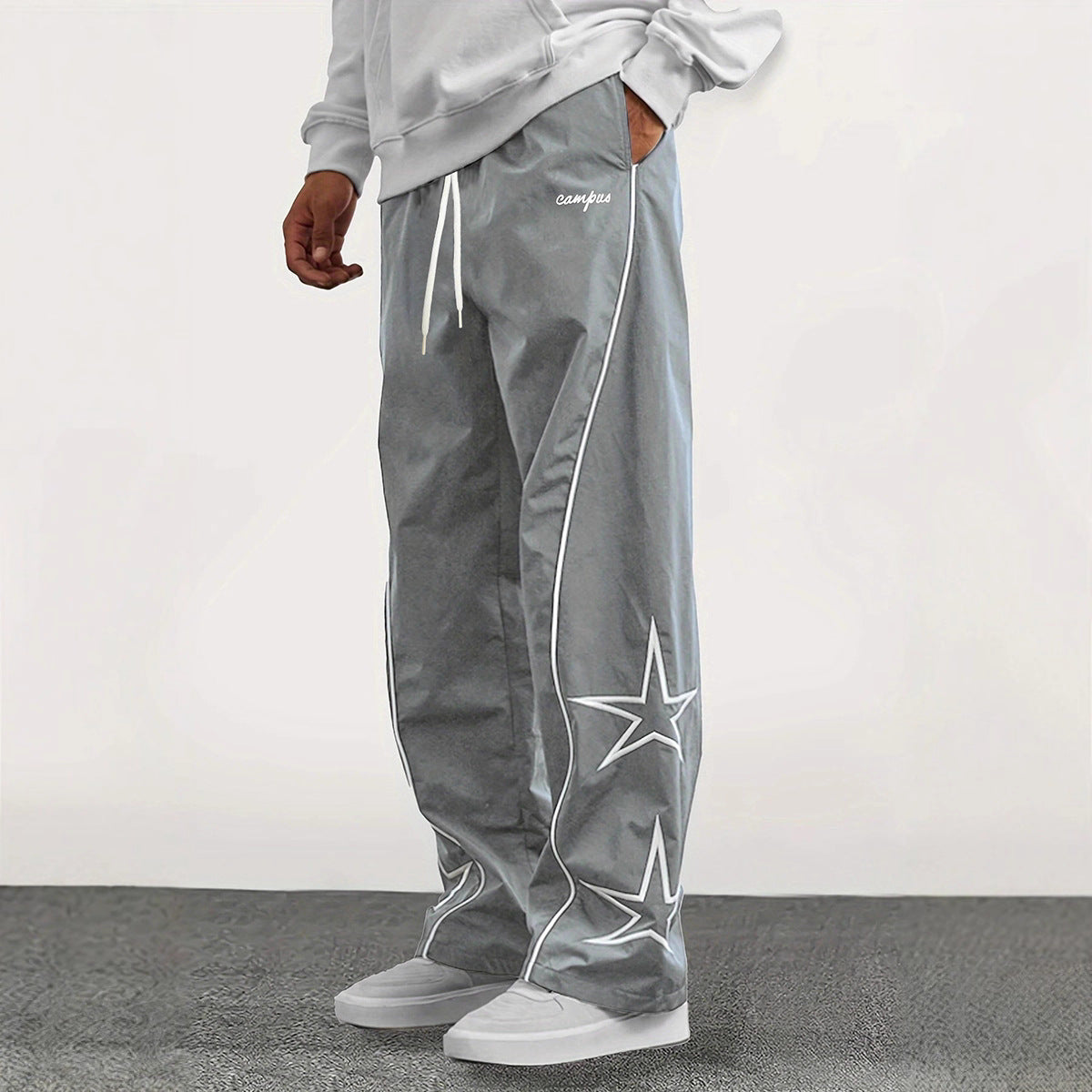 Herren Streetwear-Freizeithose – Urban, Bequem & Stylisch | Mit Stern-Design & Kordelzug