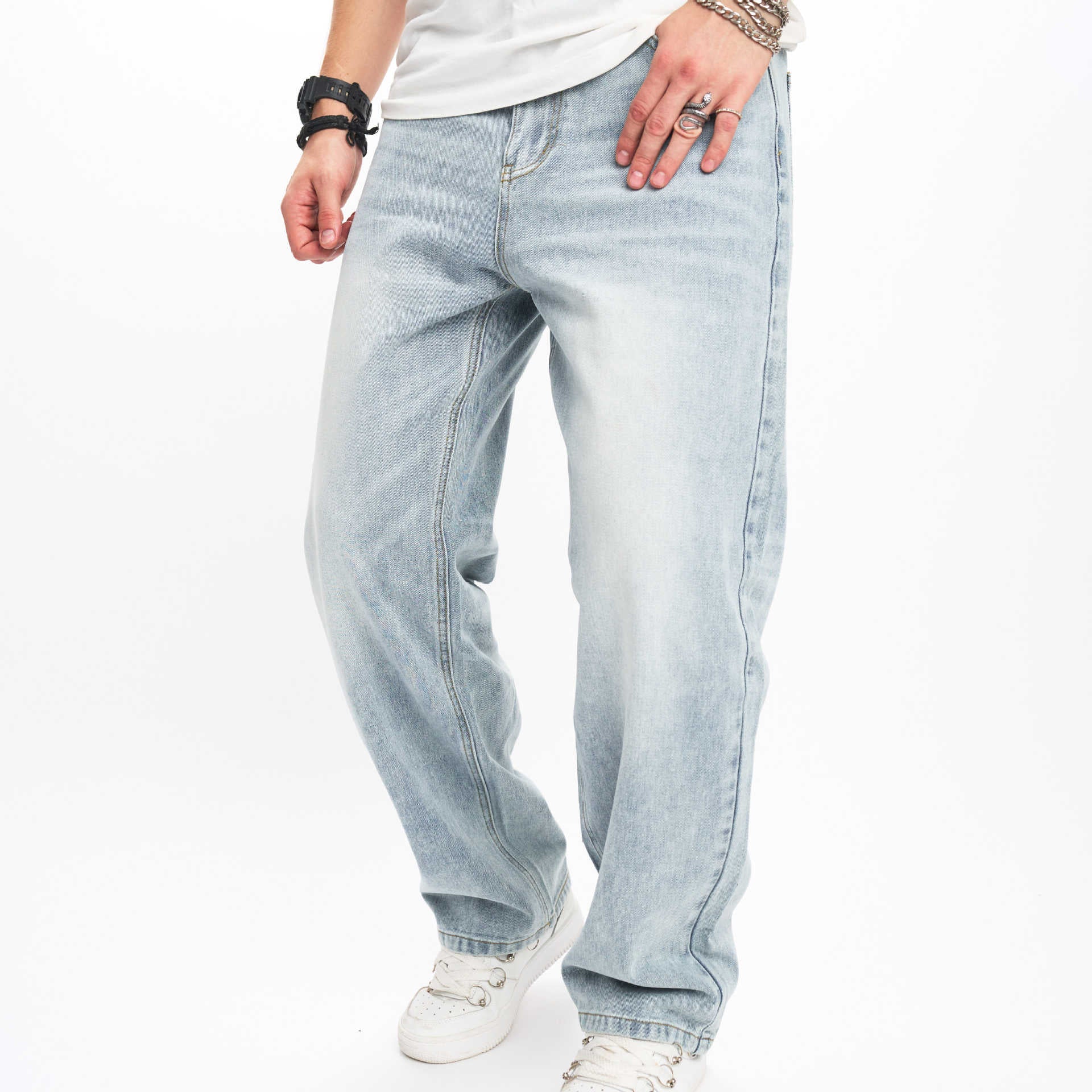 Herren Light Wash Denim – Bequeme Straight-Fit Jeans im modernen Used-Look | Alltagstauglich, Stilvoll & Flexibel