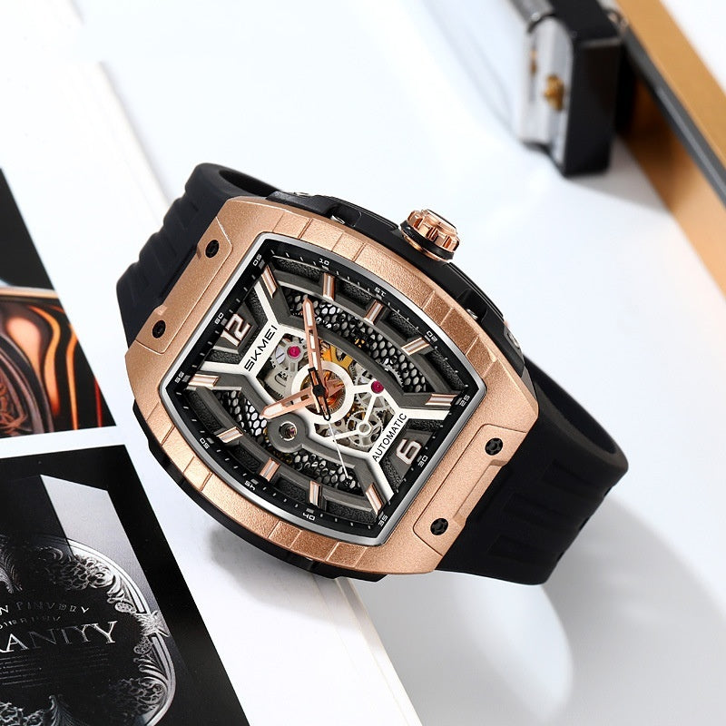 Hanetes Select ChronoSquare – Herren Business-Armbanduhr mit transparentem Gehäuseboden & Luxusdesign
