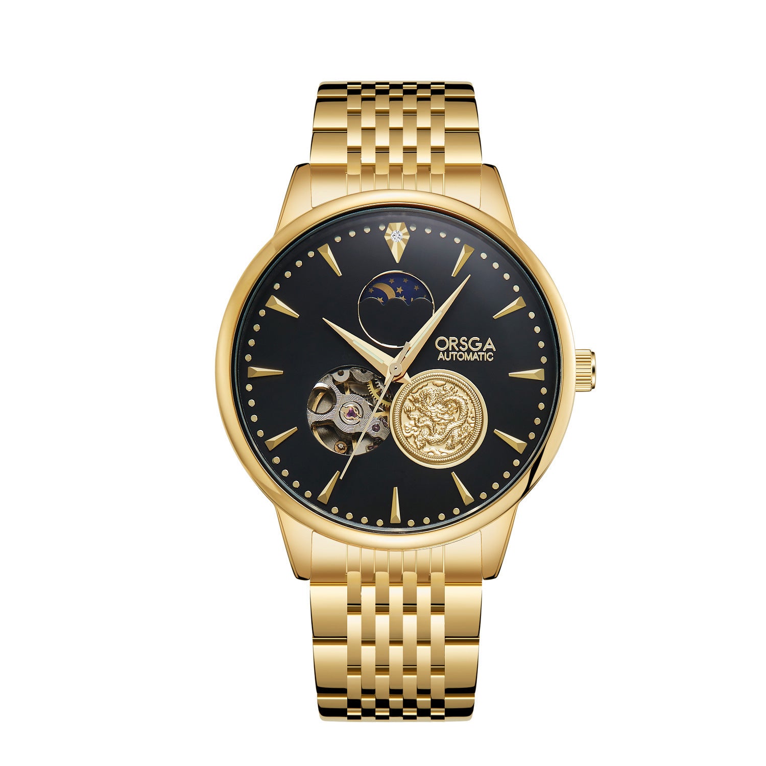 Hanetes Select Emerald Gold – Herren Luxus-Business-Uhr mit grünem Zifferblatt & goldenem Edelstahlarmband