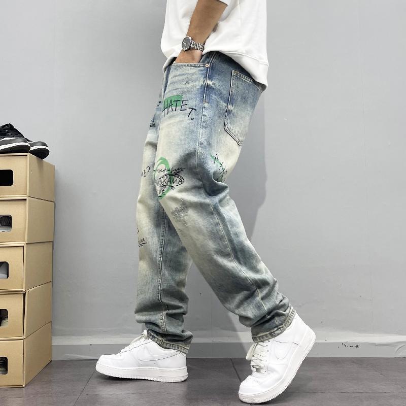 Herren Vintage Street Jeans – Retro-Denim mit Printdetails | Lässig, Modern & Charakterstark