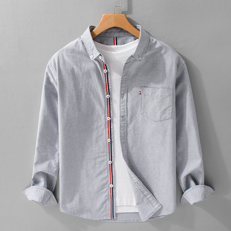 Herren Oxford-Hemd – Weiß, Elegant & Atmungsaktiv | Klassisches Langarmhemd mit Streifendetail